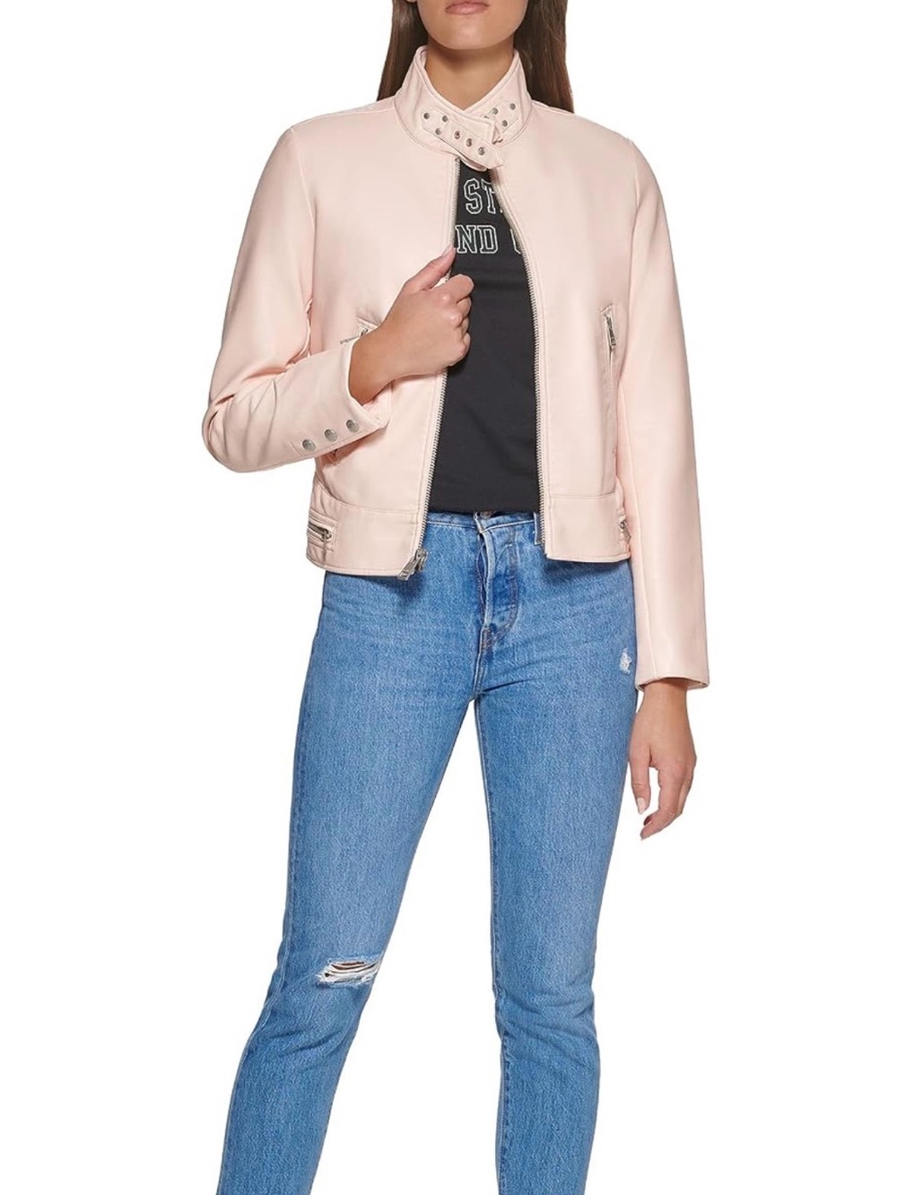 Levi’s Faux Leather Motocross Racer Jacket – Scallop Shell (Medium)